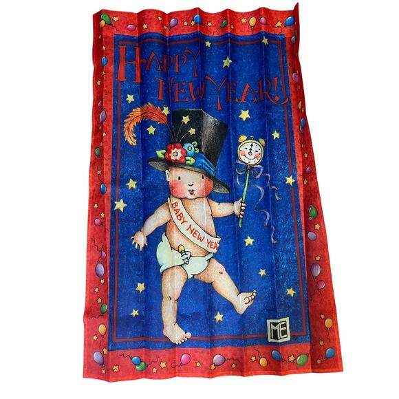 Mary Engelbreit Happy New year Flag Banner - Picture 1 of 2